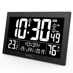Настінні годинники Technoline WS8017 Black з LED підсвіткою термометр гігрометр дві будильники Настінні годинники Technoline WS8017 Black з LED підсвіткою термометр гігрометр дві будильники