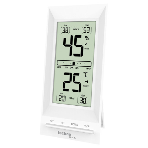 Термогігрометр Technoline WS9129 White для вимірювання температури -10°C до +45°C вологості 20% до 95%