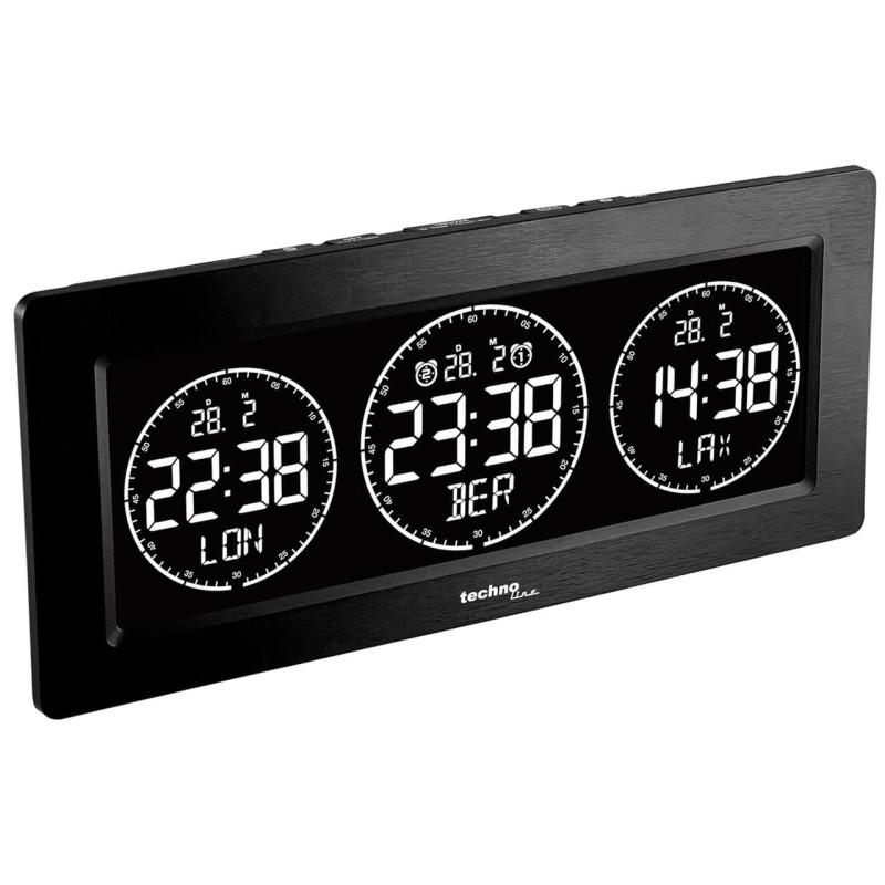 Настільні годинники Technoline WT458 Black з будильником термогігрометром таймером для дому офісу 233х100х47 мм