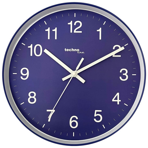 Настінні годинники Technoline WT7520 Blue кварцовий механізм безшумний діаметр 240 мм синій для кухні та офісу