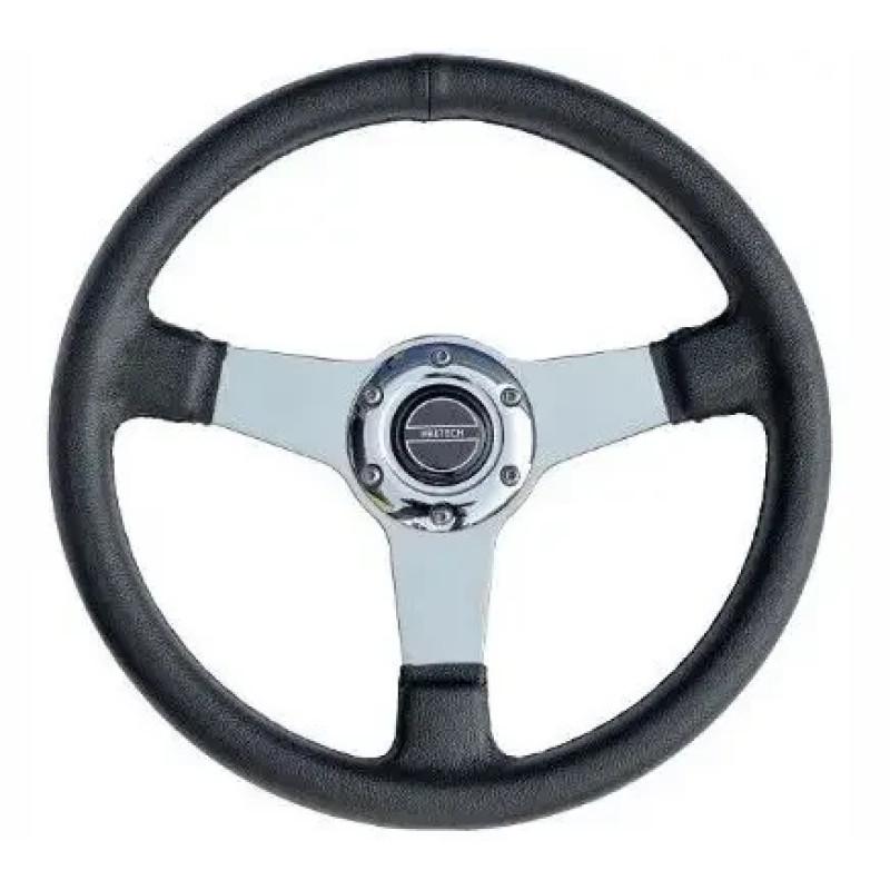 Рулеве колесо Pretech HD-5125 silver 350 мм штучна шкіра 3 спиці нержавіюча сталь для катера човна