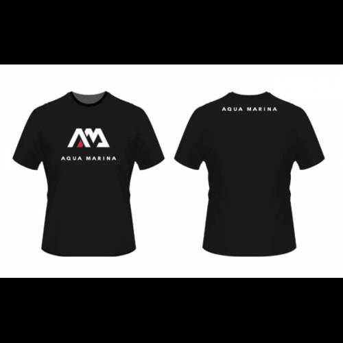 Футболка Aqua Marina Black AM LOGO чорна бавовна-поліестер унісекс короткий рукав розміри S-M-L-XL для активного відпочинку та СА