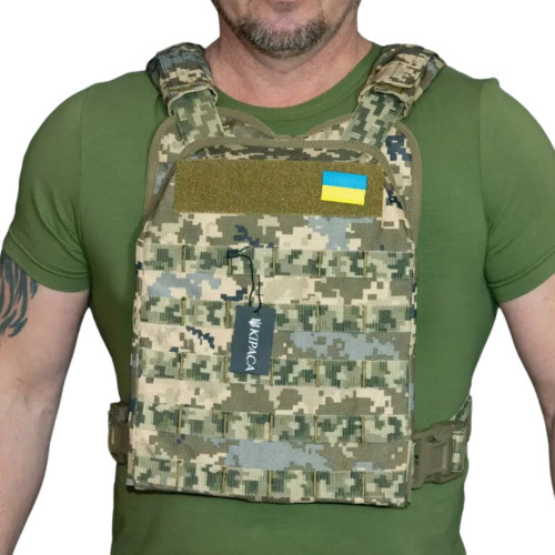 Плитоноска Kirasa Арт.KI1013 кордура 1000D піксель універсальний розмір MOLLE для захисту життєво важливих органів