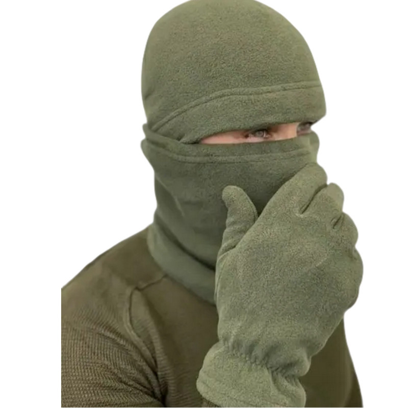 Комплект шапка бафф рукавички Ranger олива 55-57 RA8956 фліс 250-280 г/м² морозостійкий універсальний розмір