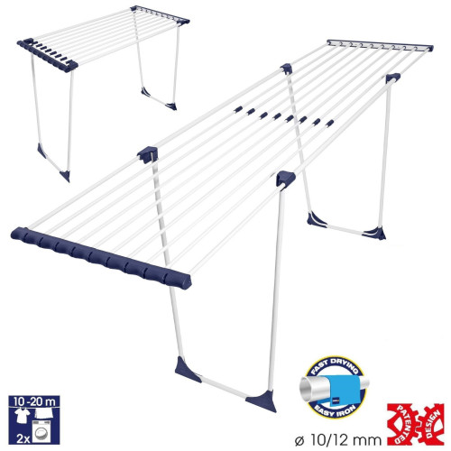 Сушка для білизни Casa Si CasaFlex 20 White 10-20 м сталева з колесиками для 2 завантажень