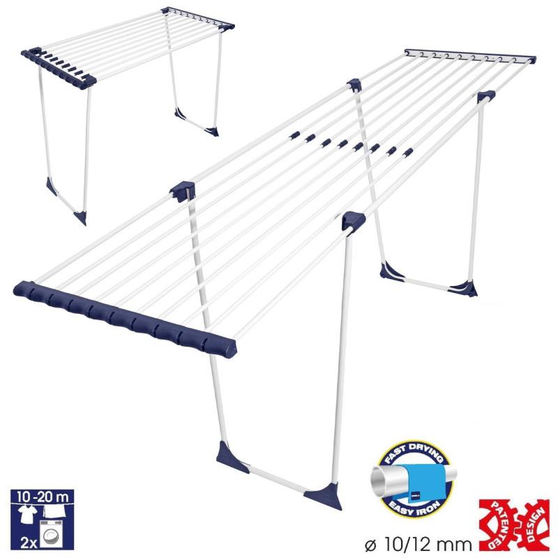 Сушка для білизни Casa Si CasaFlex 20 White 10-20 м сталева з колесиками для 2 завантажень