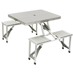 Стіл для кемпінгу Bo-Camp Picnic Aluminium (1404579) з 4 стільцями максимальне навантаження 80 кг сріблястий Стіл для кемпінгу Bo-Camp Picnic Aluminium (1404579) з 4 стільцями максимальне навантаження 80 кг сріблястий
