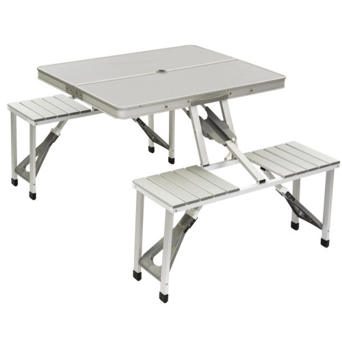 Стіл для кемпінгу Bo-Camp Picnic Aluminium (1404579) з 4 стільцями максимальне навантаження 80 кг сріблястий