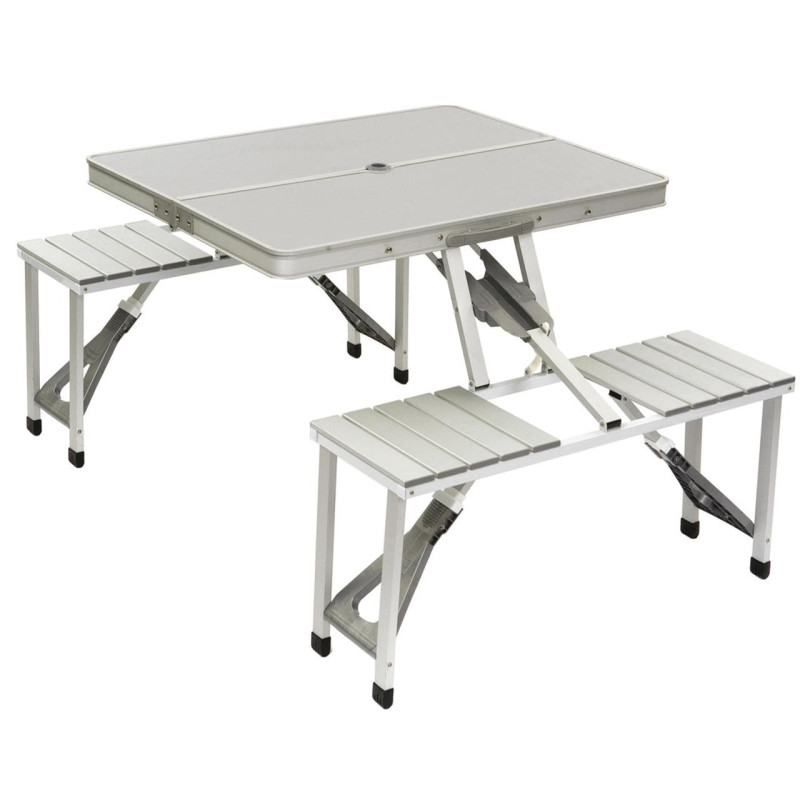 Стіл для кемпінгу Bo-Camp Picnic Aluminium (1404579) з 4 стільцями максимальне навантаження 80 кг сріблястий