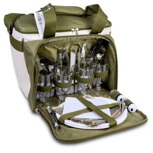 Набір для пікніка Ranger Lawn Арт. RA 9909 на 4 особи з ізотермічною сумкою оливковий 20 літрів 1.75 кг