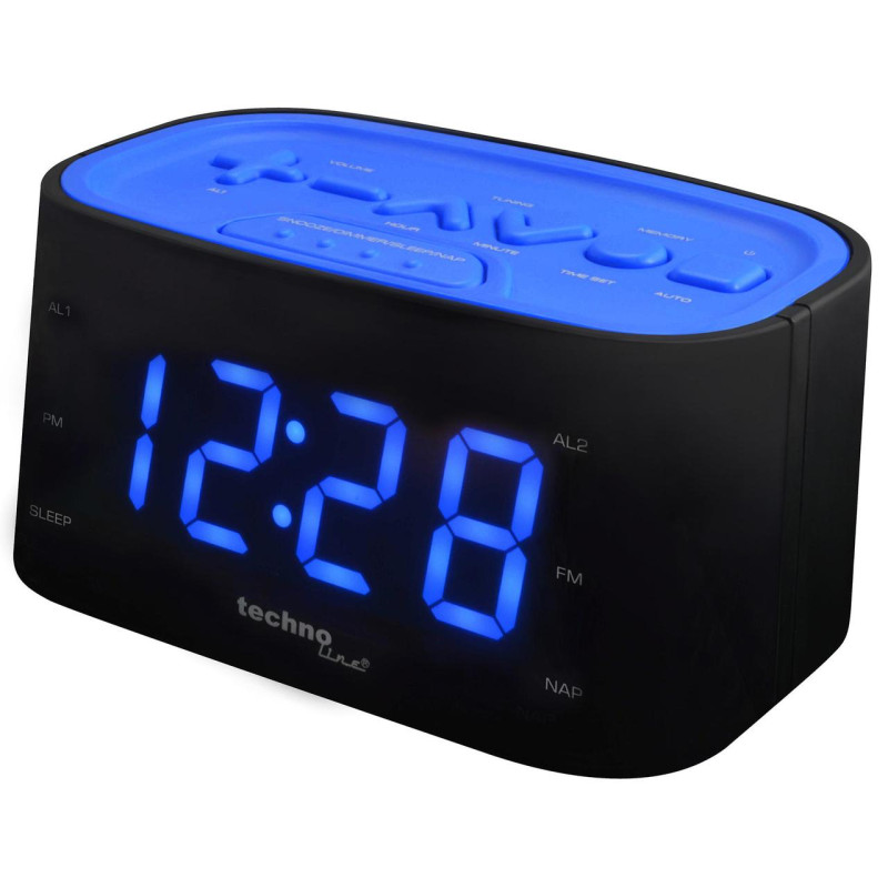 Настільні годинники Technoline WT465 Black/Blue електронні цифровий FM-радіоприймач підтримка 20 станцій