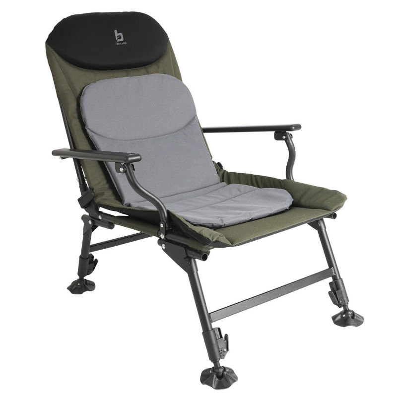 Складне крісло Bo-Camp Carp Black/Grey/Green (1204100) максимальне навантаження 150 кг сталевий каркас висота сидіння 35-45 см
