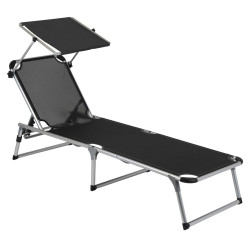 Розкладне ліжко Bo-Camp Sun Lounger чорне 5 позицій легкий алюмінієвий каркас для кемпінгу та пляжу Розкладне ліжко Bo-Camp Sun Lounger чорне 5 позицій легкий алюмінієвий каркас для кемпінгу та пляжу