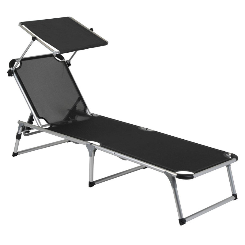 Розкладне ліжко Bo-Camp Sun Lounger чорне 5 позицій легкий алюмінієвий каркас для кемпінгу та пляжу