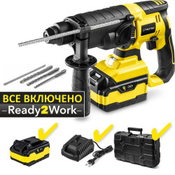 Акумуляторний перфоратор Trotec PRDS 20-20V 20 В 2 Дж SDS-plus з кейсом для буріння та завинчування Акумуляторний перфоратор Trotec PRDS 20-20V 20 В 2 Дж SDS-plus з кейсом для буріння та завинчування
