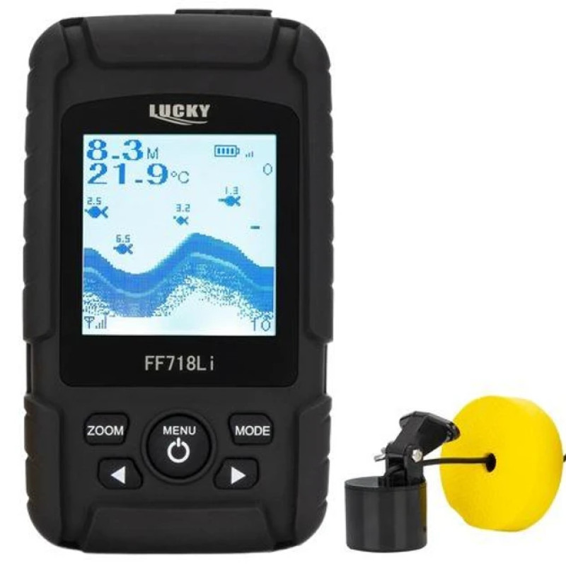 Ехолот Lucky FF 718 LiTB провідний дволучевий з дальністю 100 м вбудований акумулятор 1200 мАг монохромний дисплей