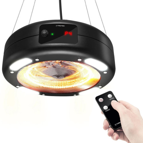 Інфрачервоний обігрівач Trotec IR 1550 SC 1500W LED Black стельовий 3 рівні нагріву пульт ДУ IP24 10 кв. м