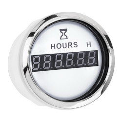 Цифровий лічильник мотогодин I GAUGE 52MM білий LED дисплей хромована рамка нержавіюча сталь SS316 Цифровий лічильник мотогодин I GAUGE 52MM білий LED дисплей хромована рамка нержавіюча сталь SS316