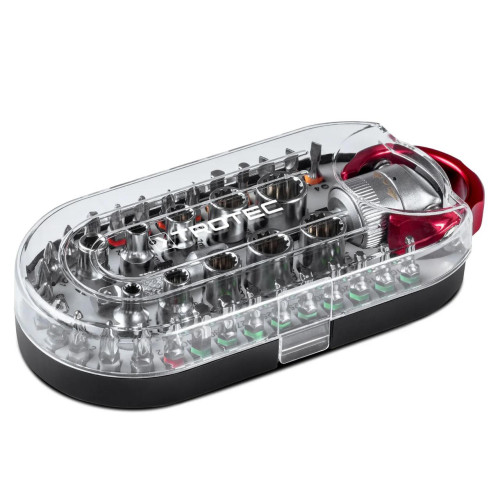 Викрутка Trotec 40 pieces Bit and Socket Wrench Set реверсивна хромованадієва сталь 40 предметів алюмінієва ручка