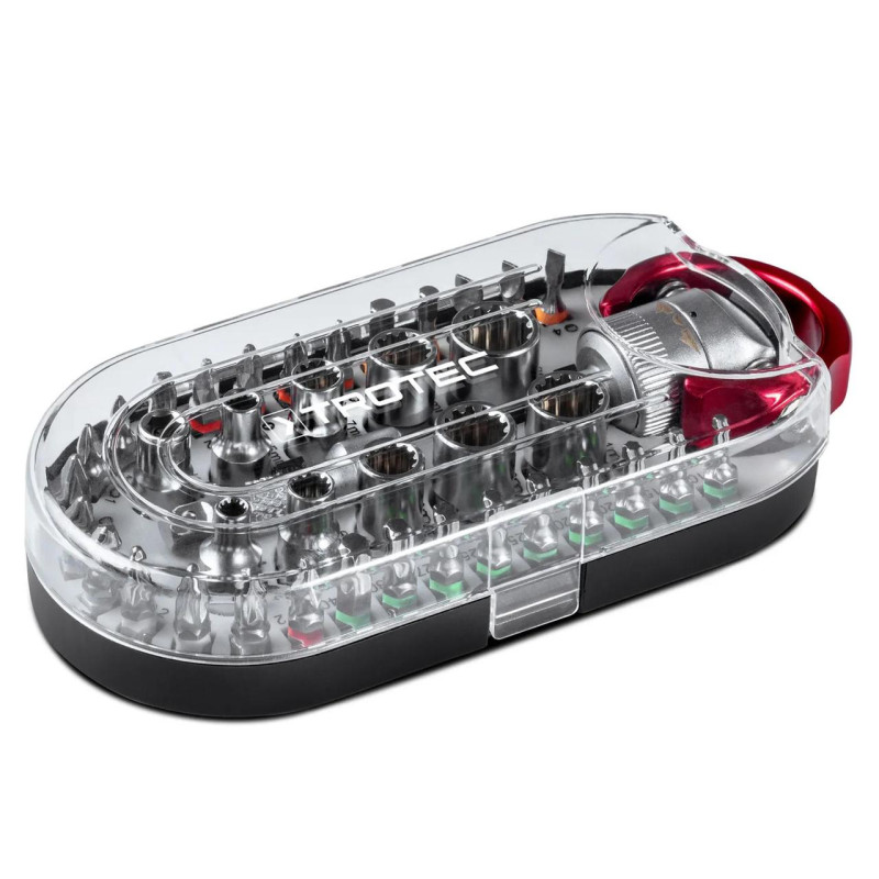 Викрутка Trotec 40 pieces Bit and Socket Wrench Set реверсивна хромованадієва сталь 40 предметів алюмінієва ручка