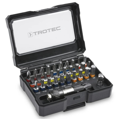 Набір біт Trotec PSCS Screwdriver 32 pieces Bit Set сталь S2 магнітний тримач кольорова маркування