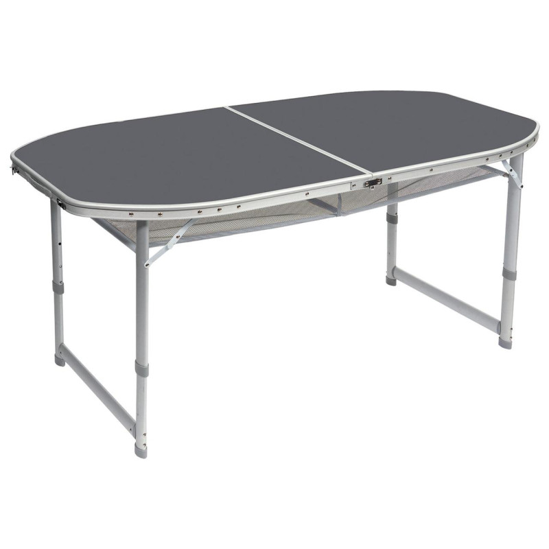 Стіл Bo-Camp Case Model Oval 150x80 см сірий алюмінієвий регульована висота 55/65/70 см максимальне навантаження 30 кг