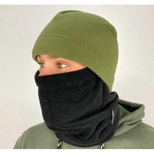Шапка Fleece 220 LE1757 олива флісова легка універсальний розмір вітрозахисна для полювання та активного відпочинку