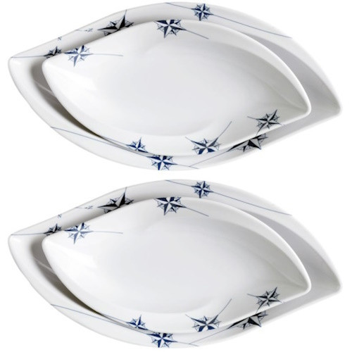 Сервировочні страви хвилясті Northwind набор 4 шт меламін 25.5 см овальні Іспанія Marine Business
