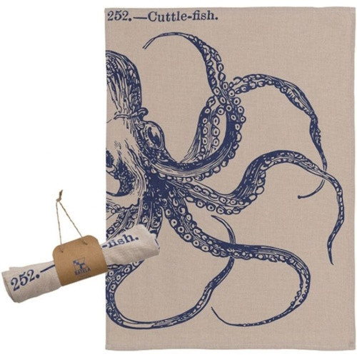 Кухонне полотенце Batela Octopus 70х50 см бавовняне піщане з зображенням восьминога стильний дизайн висока якість