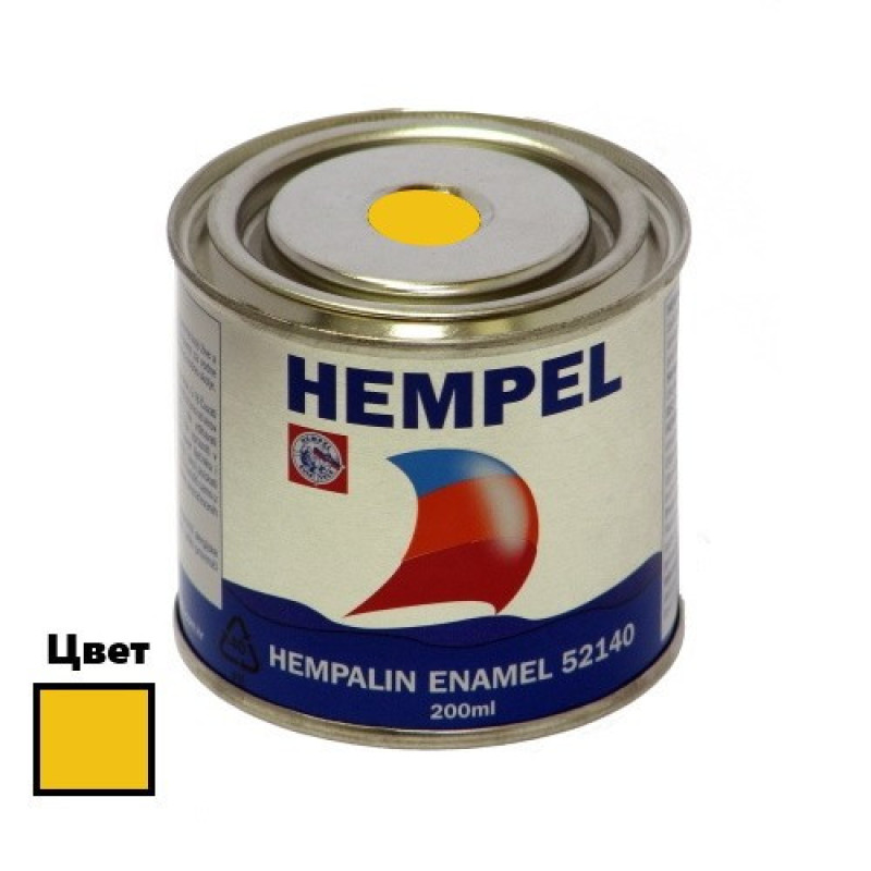 Фарба HEMPALIN ENAMEL жовта 200 мл алкідна атмосферостійка для зовнішнього і внутрішнього застосування